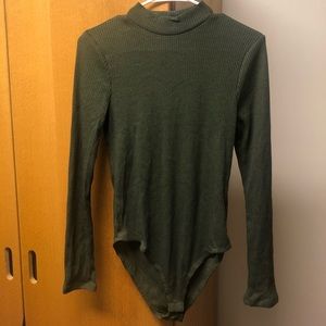 High Neck Woven Bodysuit